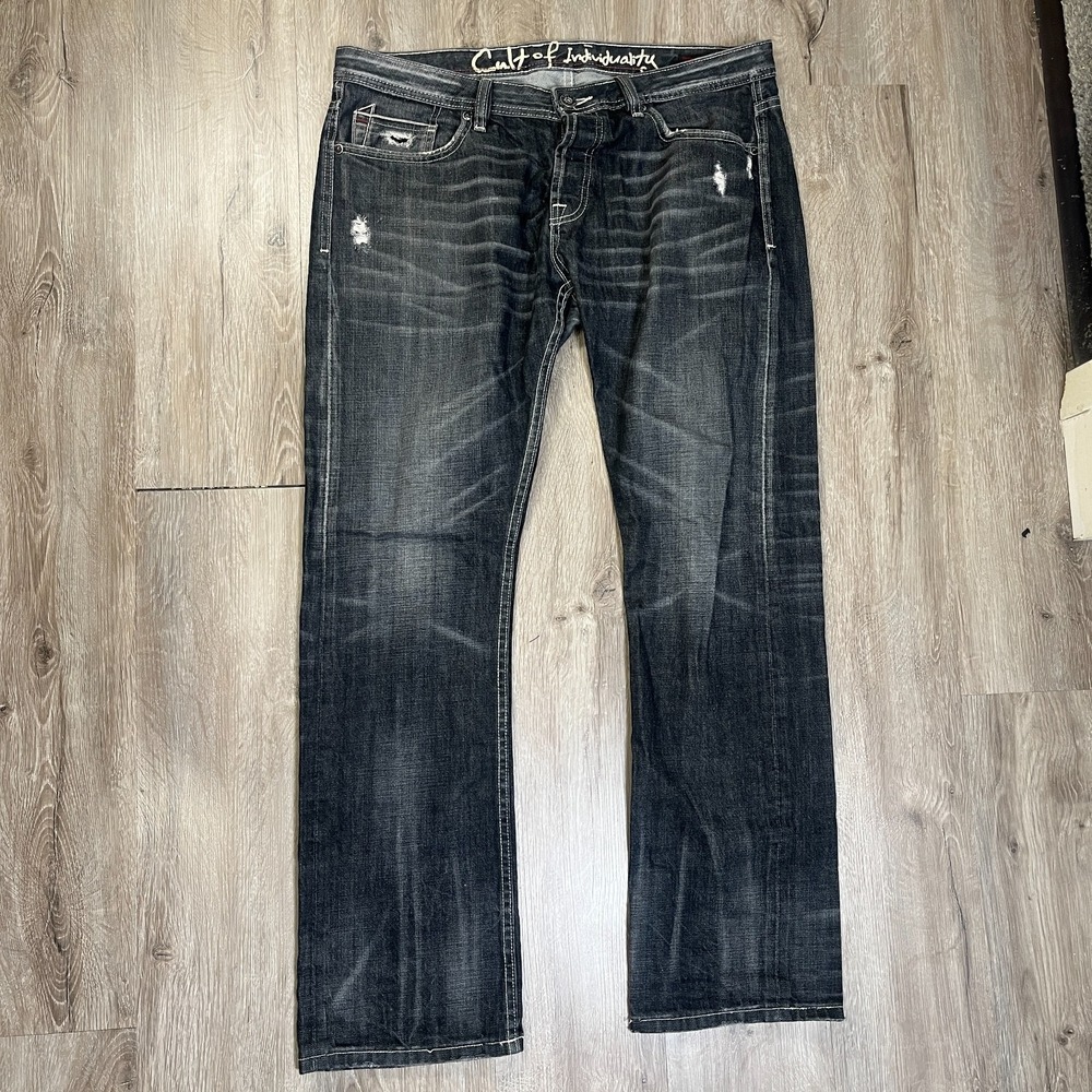 Cult of Individuality Rebel Straight 38x34 (38x33) Gray Selvedge Jeans Japanese